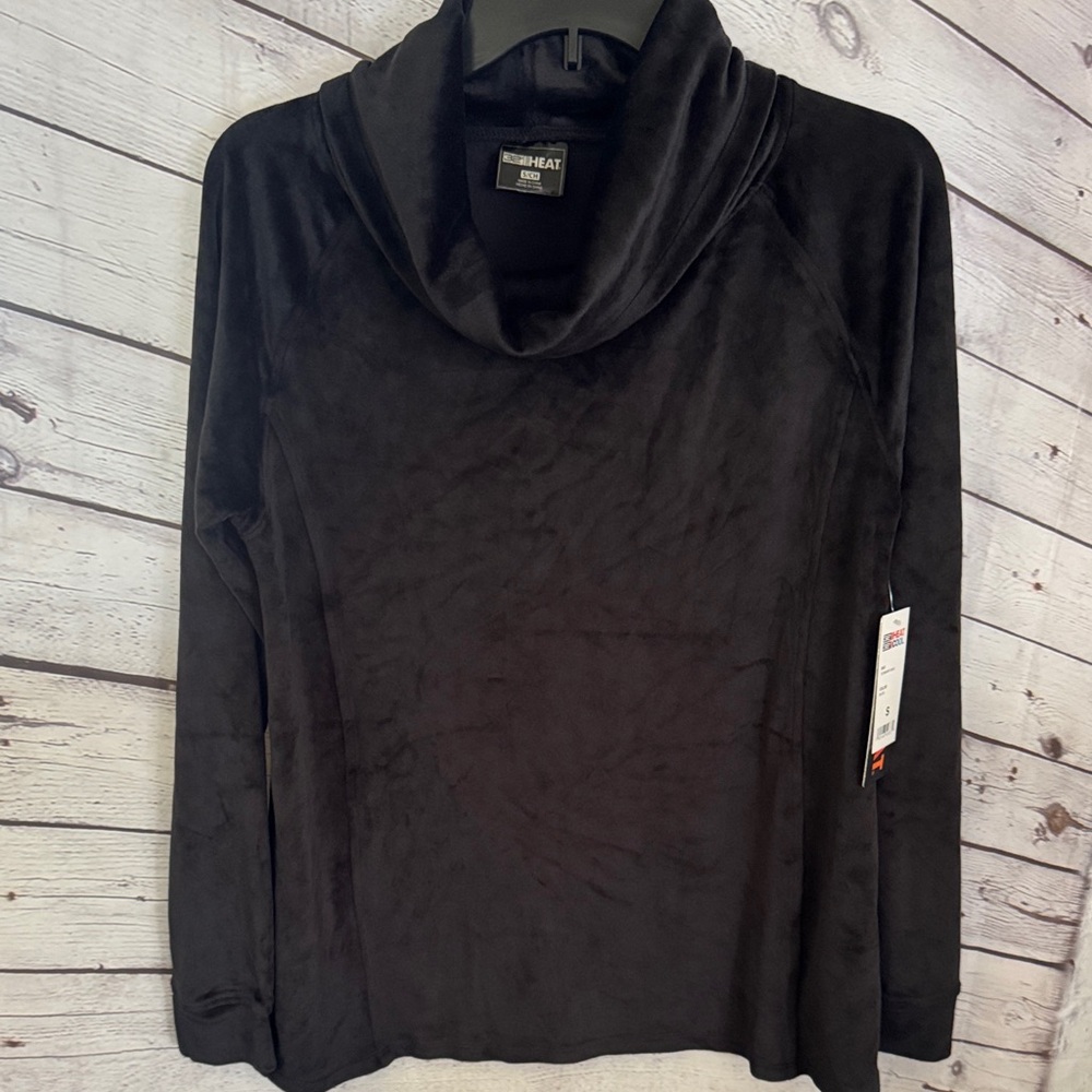Women’s 32 Degrees Black Funnel-Neck Velour Tunic